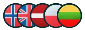 Norsk, engelsk, polsk, latvisk og litauisk flagg