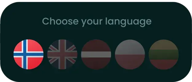 Velg språk: norsk, engelsk, latvisk, polsk og litauisk